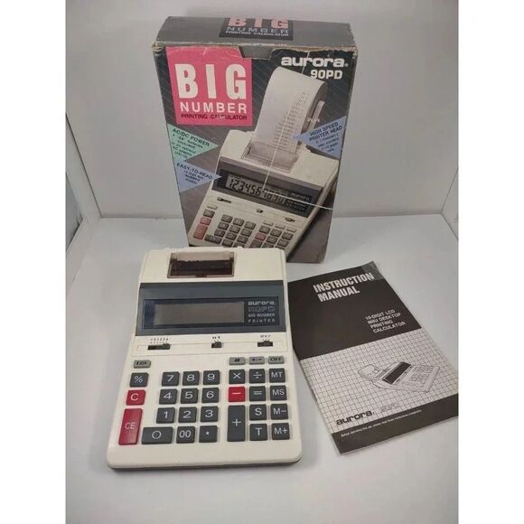 Aurora 90 PD Big Number Printer Electronic Calculator Tested WORKS Manual NOS - Picture 12 of 16